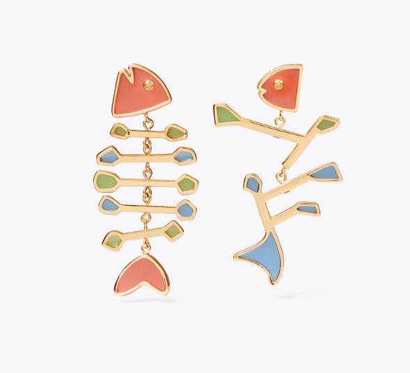 Replica Tory Burch Fish Multi-Color Mismatched Earring On Sale