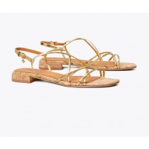 Cheap Tory Burch Penelope Metallic Flat Sandals For Sale