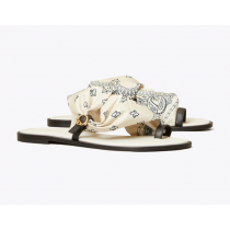 Cheap Tory Burch Selby Scarf Ivory Americana Bandana Sandals On Sale