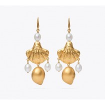 Discount Tory Burch Shell & Pearl Drop Earring For Sale