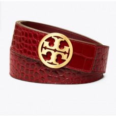 Discount Tory Burch 1 1/2" Embossed Double 'T' Belt For Sale