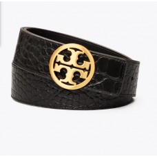 Cheap Tory Burch 1 1/2" Embossed Double 'T' Belt On Sale