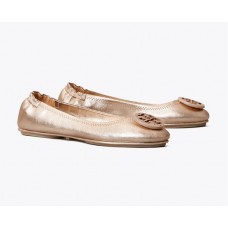 Cheap Tory Burch Minnie Travel Ballet Flat, Metallic Leather Online