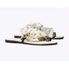 Cheap Tory Burch Selby Scarf Ivory Americana Bandana Sandals On Sale