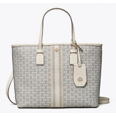 Discount Tory Burch Gemini Link Canvas Small Top-Zip Tote Bag Sale Online