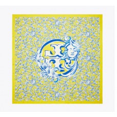 Fake Tory Burch Yellow Swirl Oversized Silk Square Scarf Outlet Sale