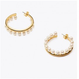 Disocunt Tory Burch Pearl Fringe Hoop Earring Outlet Sale