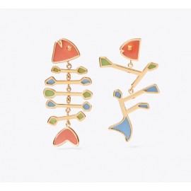 Replica Tory Burch Fish Multi-Color Mismatched Earring On Sale